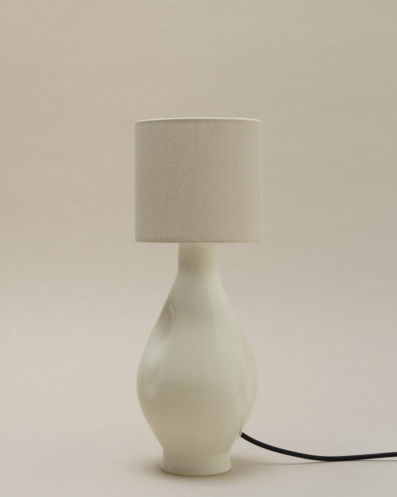 Beige-Cylindrical Glass Lamp
