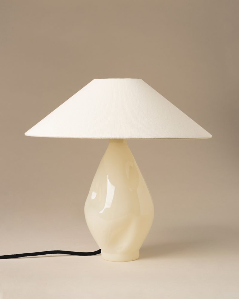 Beige-Conical Glass Lamp